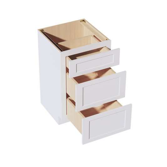 HF-VDB2121: Frost White Shaker 21"W x 34-1/2"H x 21"D 3 Drawers Vanity Base Cabinets