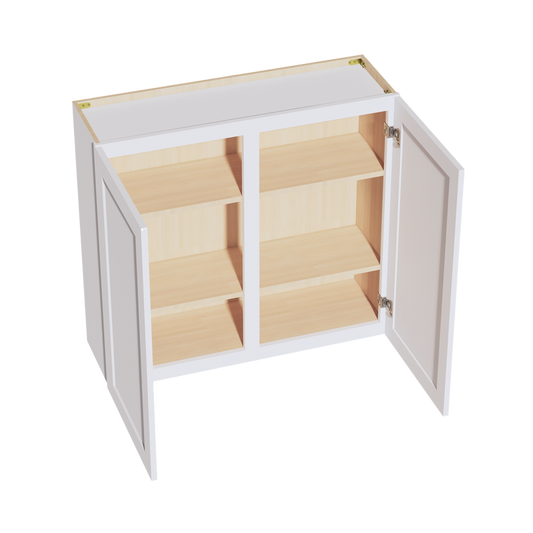HF-W3936: Frost White Shaker 39"W x 36"H 2 Doors & 2 Shelves Standard Wall Cabinet