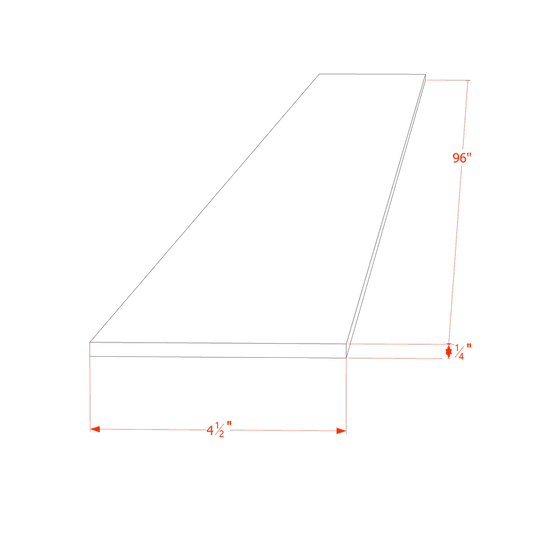 HF-TK8: Frost White Shaker 96"W x 4-1/2"H x 1/4"D Toe Kick Plate