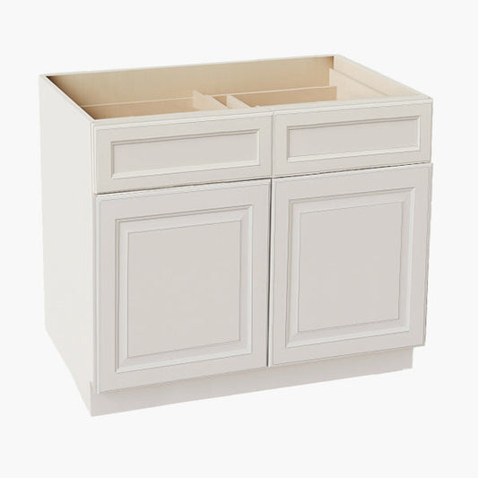 DI-B42: Dallas Ivory Shaker 42" 2 Drawers 2 Doors Standard Base Cabinet