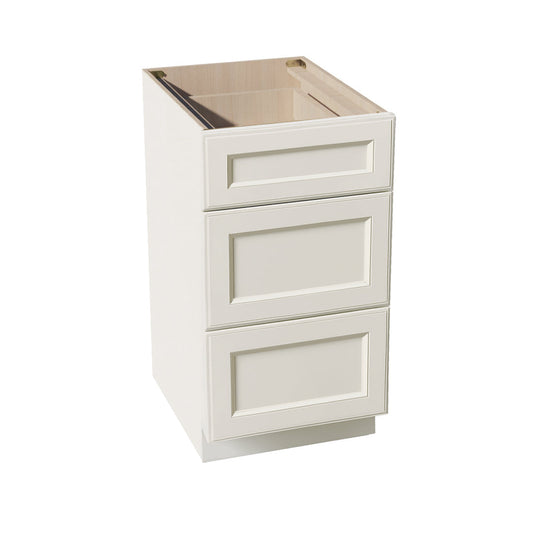 DI-DB18: Dallas Ivory Shaker 18" 3 Drawers Base Cabinet