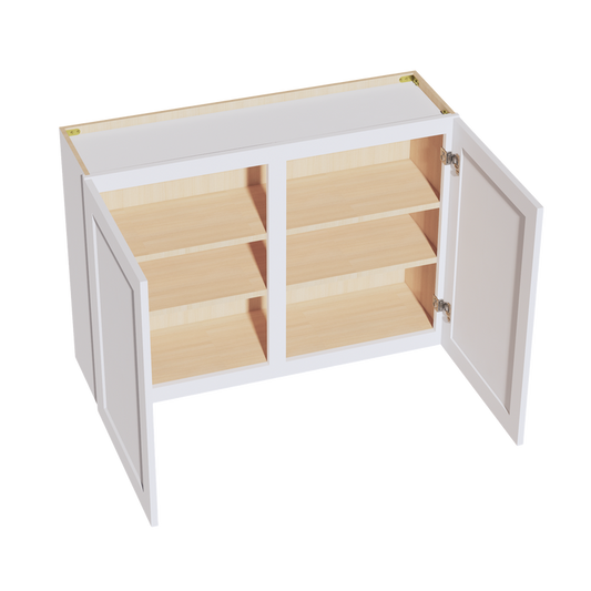 HF-W4230: Frost White Shaker 42"W x 30"H 2 Doors & 2 Shelves Standard Wall Cabinet