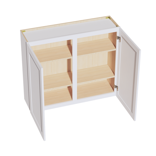 HF-W4236: Frost White Shaker 42"W x 36"H 2 Doors & 2 Shelves Standard Wall Cabinet