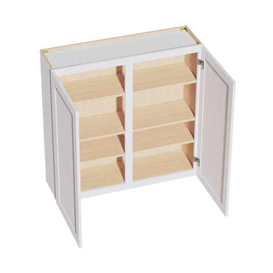 HF-W4242: Frost White Shaker 42"W x 42"H 2 Doors & 3 Shelves Standard Wall Cabinet