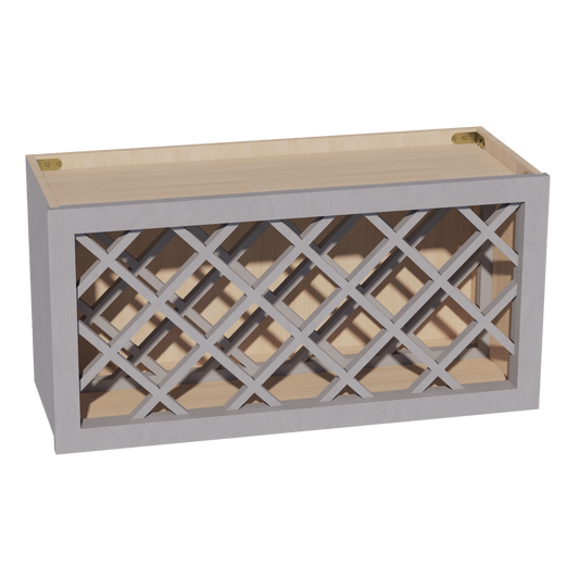 HLG-WR3015: Light Gray Shaker 30"W x 15"H x 12"D Wall Wine Rack Incl. Shelf