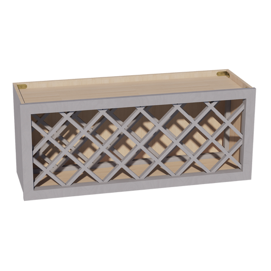 HLG-WR3615: Light Gray Shaker 36"W x 15"H x 12"D Wall Wine Rack Incl. Shelf