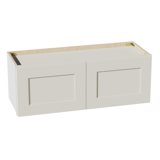 TW-W3312: Creamy White Shaker 33"W x 12"H 2 Doors Standard Wall Bridge Cabinet