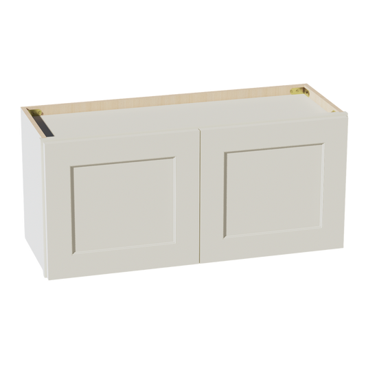 TW-W3315: Creamy White Shaker 33"W x 15"H 2 Doors Standard Wall Bridge Cabinet