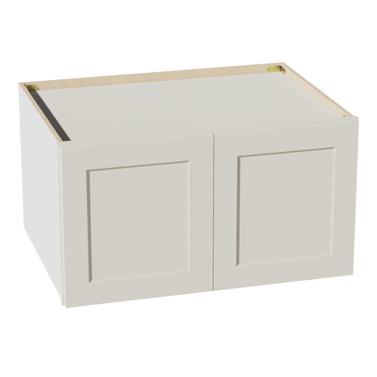 TW-W331824: Creamy White Shaker 33"W x 18"H x 24"D 2 Doors Standard Bridge Wall Cabinet