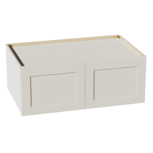TW-W391524: Creamy White Shaker 39"W x 15"H x 24"D 2 Doors Standard Bridge Wall Cabinet