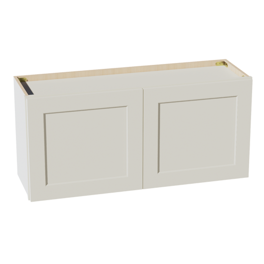 TW-W3918: Creamy White Shaker 39"W x 18"H 2 Doors Standard Wall Bridge Cabinet