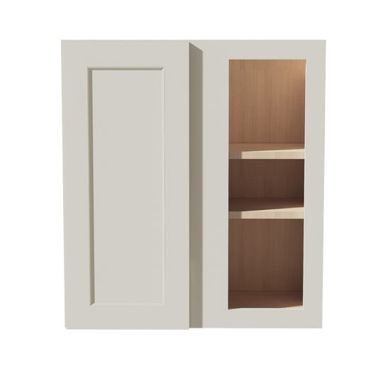 TW-WBC2730: Creamy White Shaker 27"W x 30"H 1 Door & 2 Shelves Wall Blind Corner Cabinets