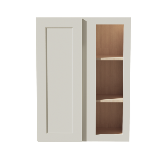 TW-WBC2736: Creamy White Shaker 27"W x 36"H 1 Door & 2 Shelves Wall Blind Corner Cabinets
