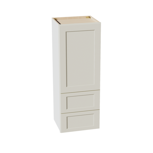 TW-WD1848: Creamy White Shaker 18"W x 48"H 1 Door & 2 Drawers Special Wall Cabinet