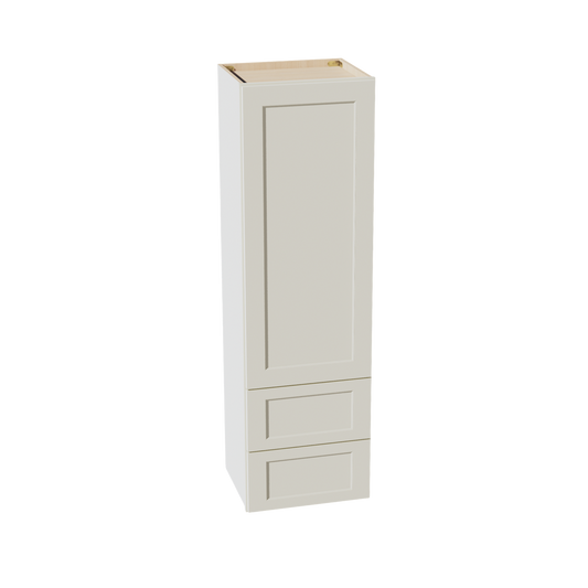 TW-WD1860: Creamy White Shaker 18"W x 60"H 1 Door & 2 Drawers Special Wall Cabinet