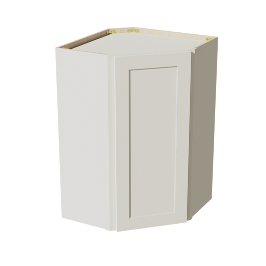 TW-WDC2436: Creamy White Shaker 24"W x 36"H 1 Door & 2 Shelves Diagonal Wall Corner Cabinet
