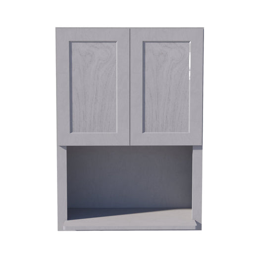 HLG-WM3042: Light Gray Shaker 30"W x 42"H 2 Door & 1 Shelf Wall Built-in Microwave Cabinets